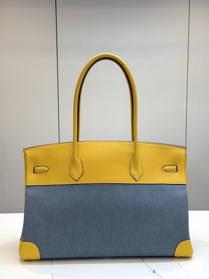 Hermes Shoulder birkin 45 denim palladium hardware