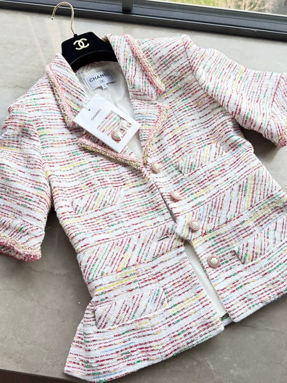 Chanel 19S pink multicolour tweed Jacket