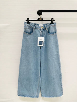 Chanel 26A popular blue wide-leg jeans, F38, F40,