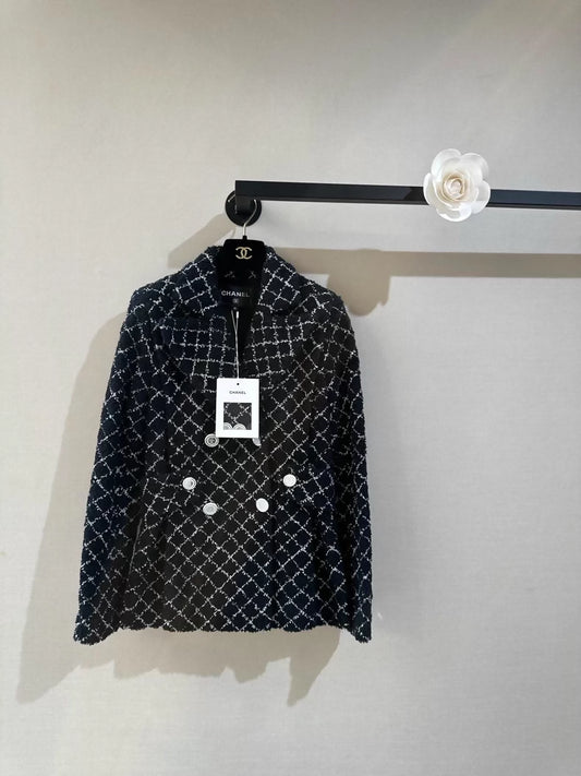 Chanel 22B Black and White Check Jacket