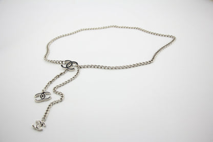 Chanel Vintage 09V Enamel Black & Silver-Tone Metal Waist Chain/Necklace