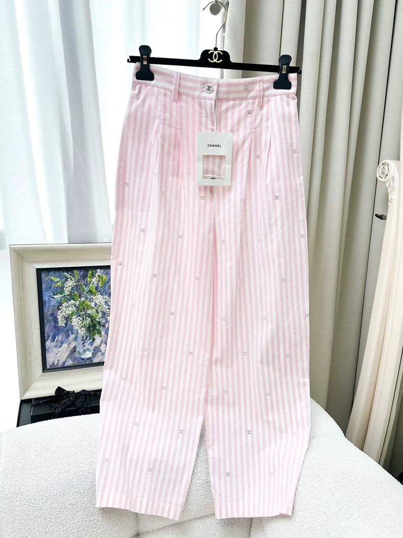Chanel 24M Coco beach Pink and White Stripe pant