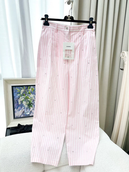 Chanel 24M Coco beach Pink and White Stripe pant