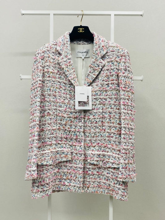 Chanel 23C pink white jacket