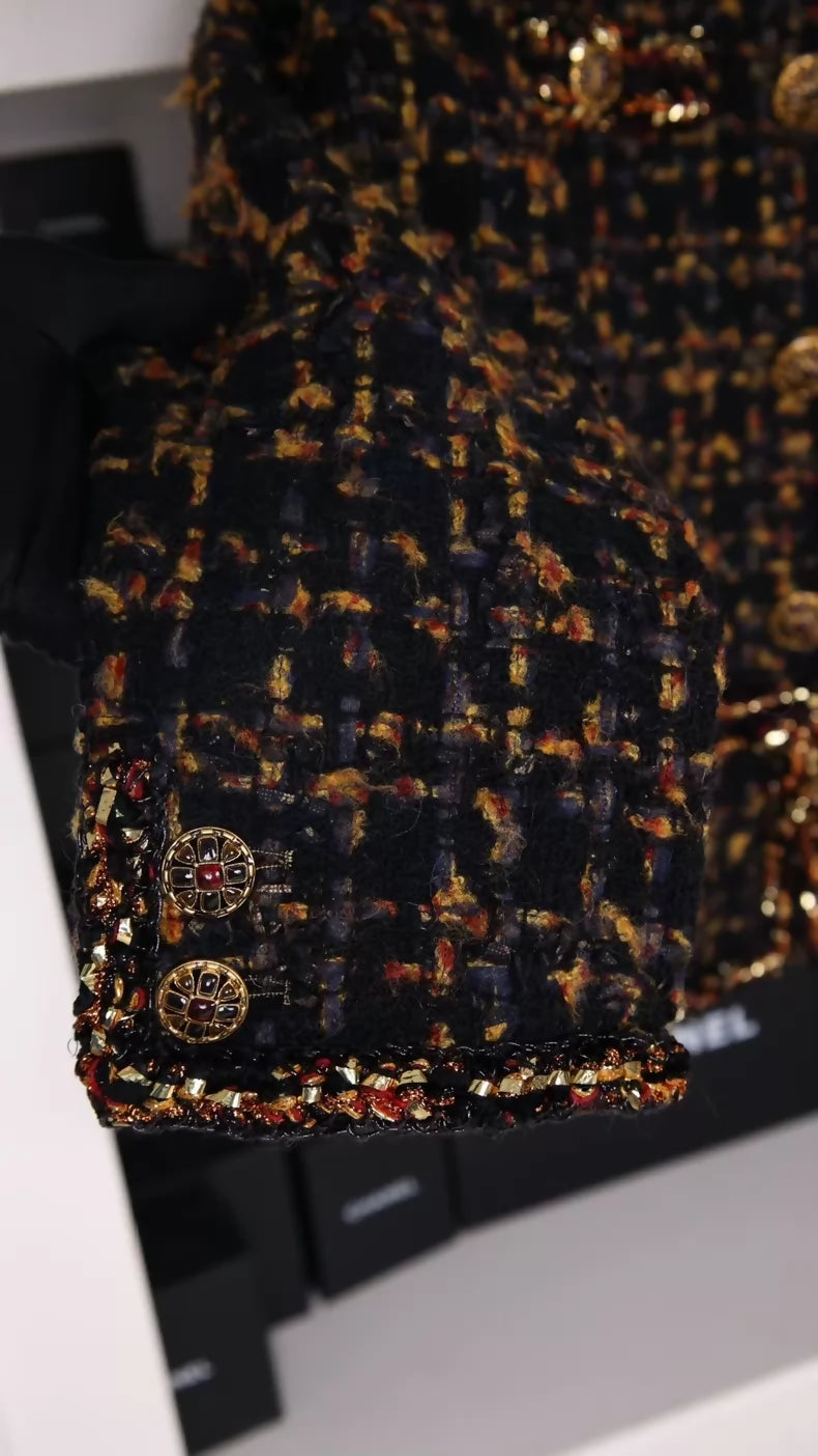 Chanel 19A Black and Gold Tweed Jacket