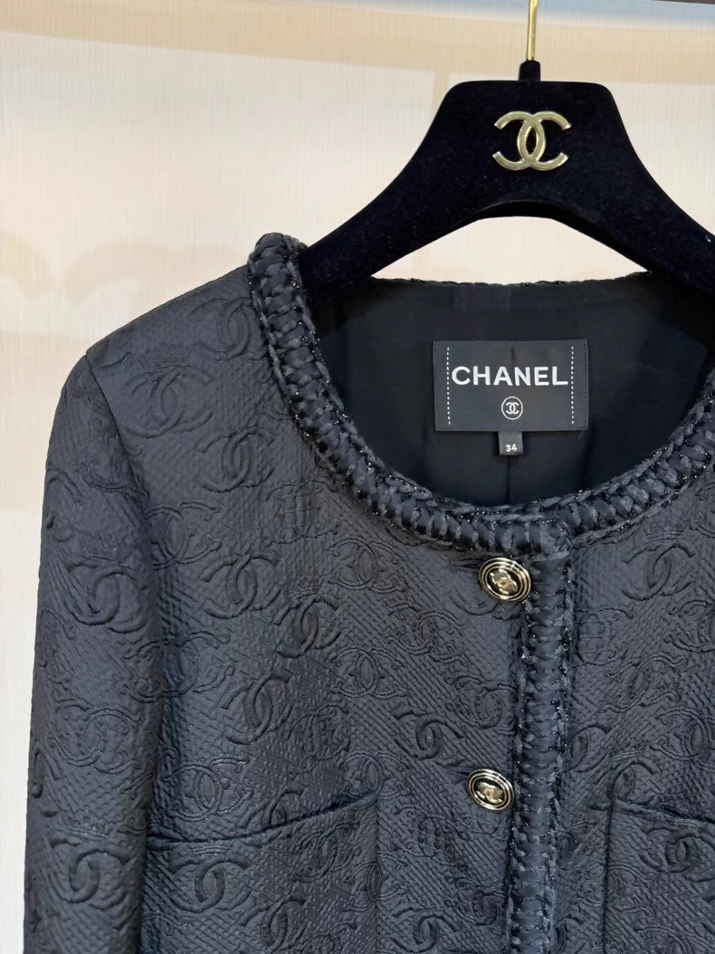 Chanel 21A Black Embossed Jacket