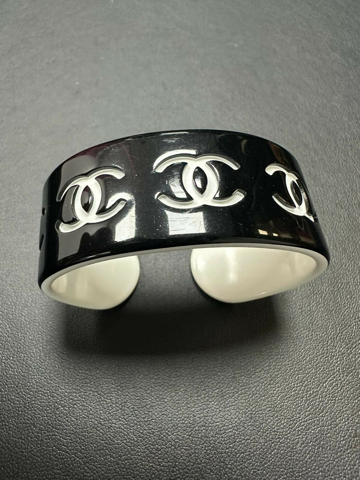 Chanel Vintage 2002 Resin Black and White CC Bracelet