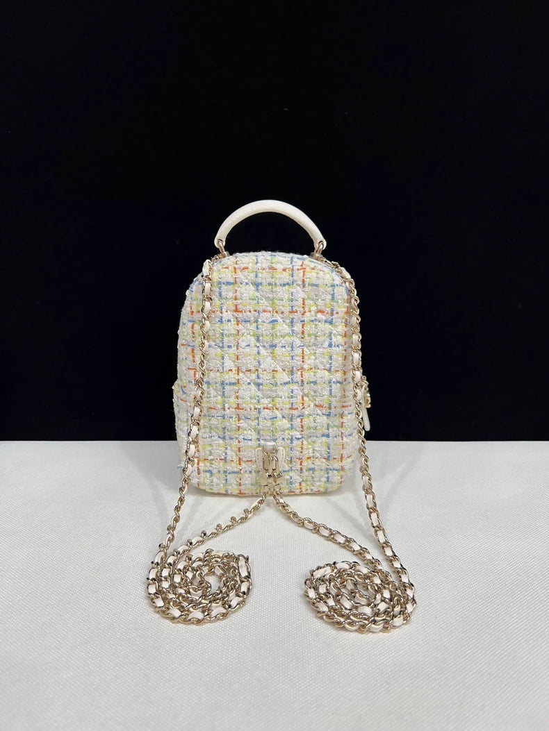 CHANEL 25C ecru/multicolor Tweed Mini Backpack