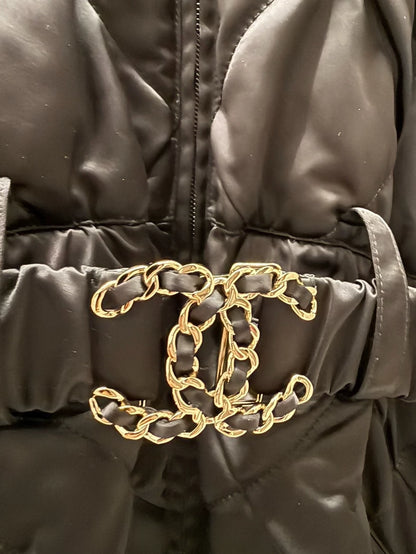 Chanel 19B black and Gold chain down jacket