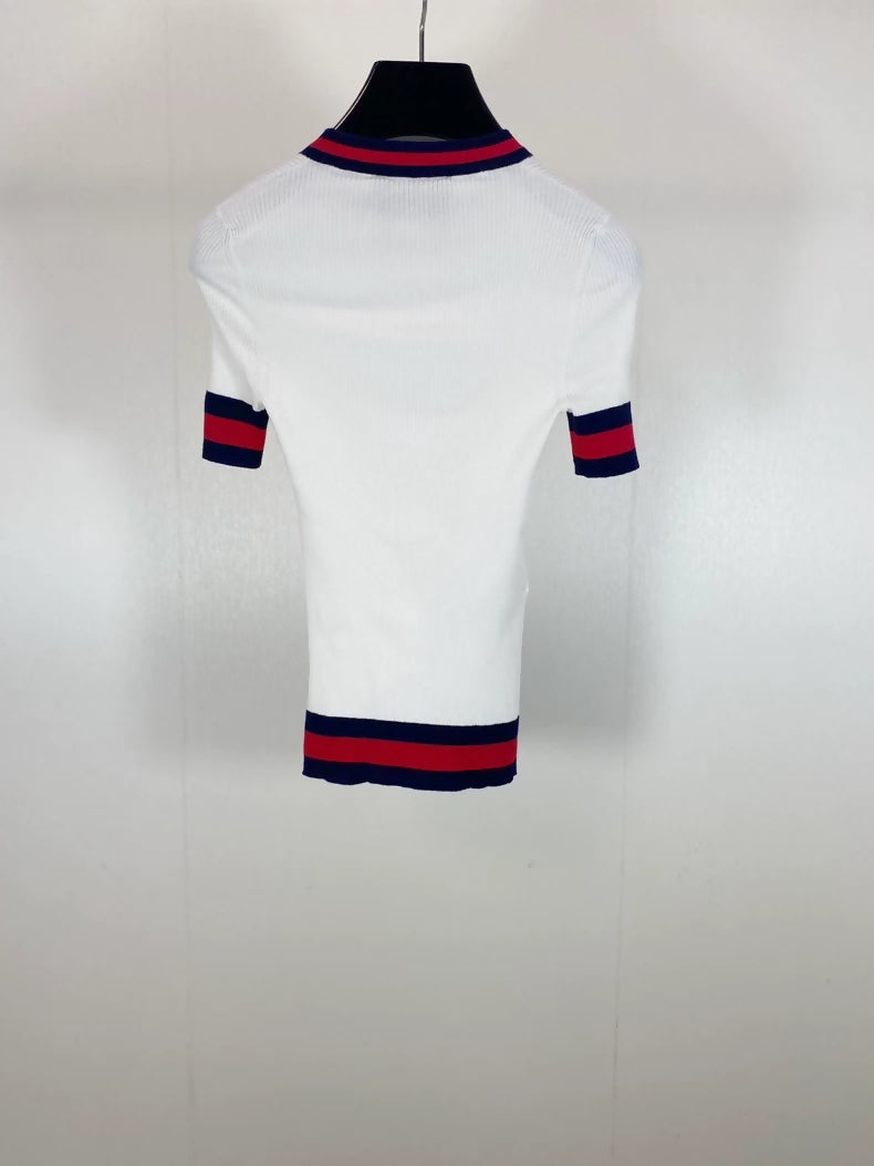 Gucci white knit short-sleeved top