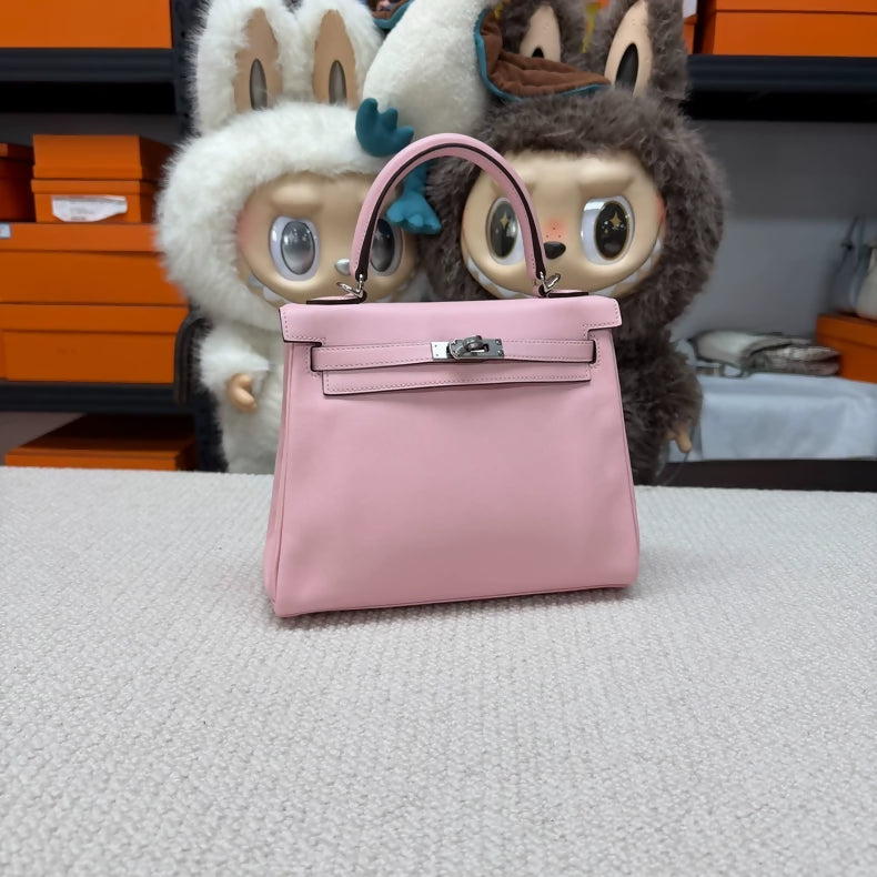 Hermes Kelly 25 3Q pink Sakura Swift leather palladium hardware