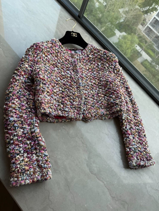 Chanel 21p Rose tweed Cardigan,