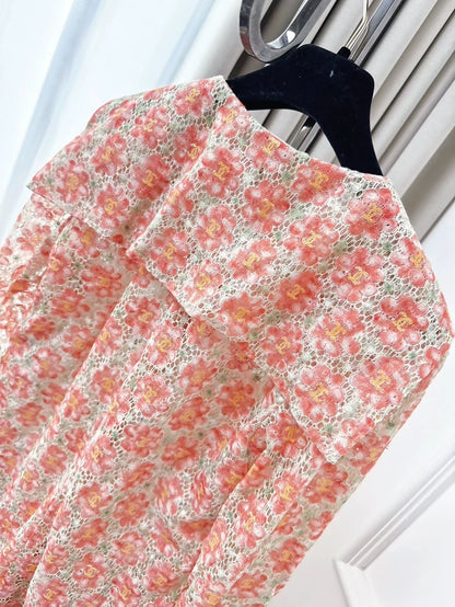 Chanel 25P Orange Camellia Lace All-over CC Cardigan
