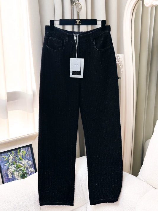 Chanel 24B  black tweed pants