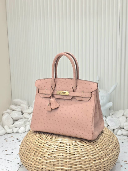 Hermes Birkin 30 Terre Cuite Ostrich Leather Gold Hardware