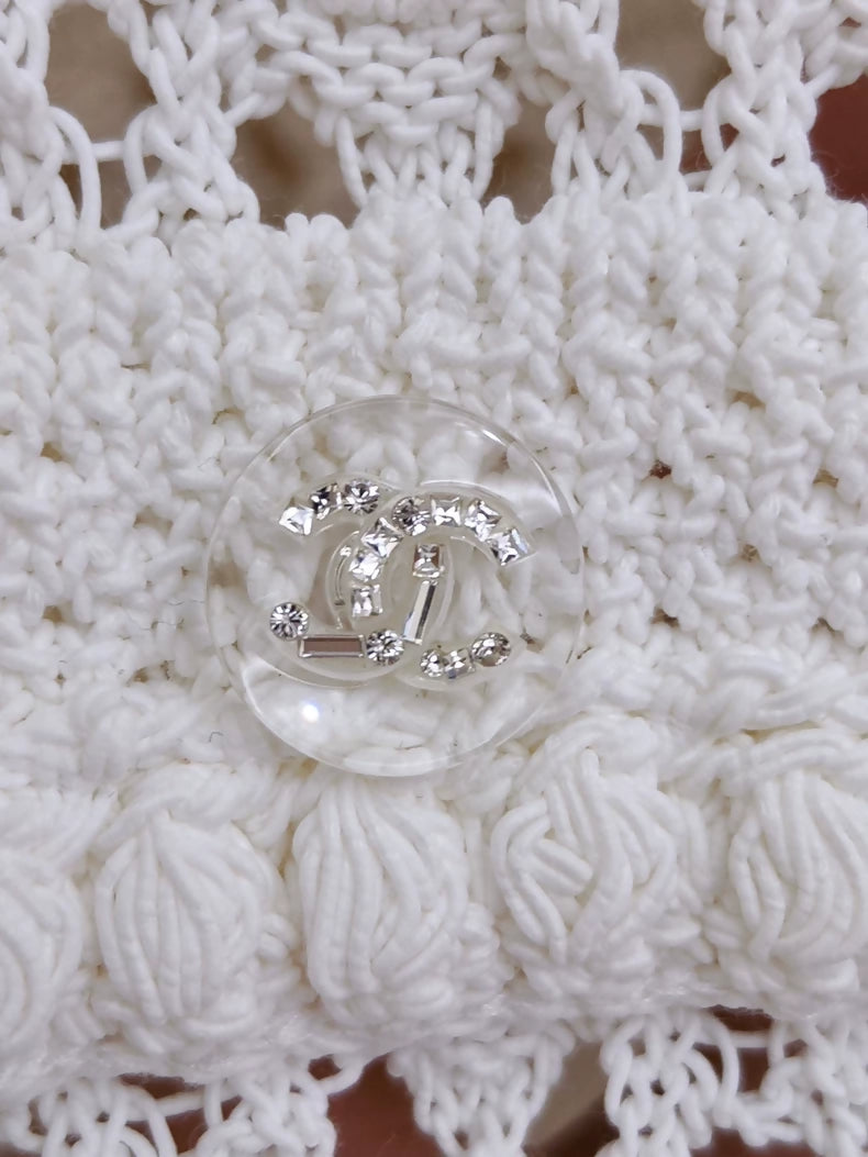 Chanel 26C white openwork knit cardigan