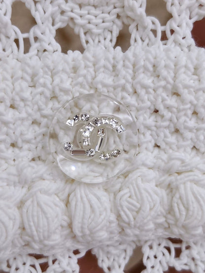 Chanel 26C white openwork knit cardigan