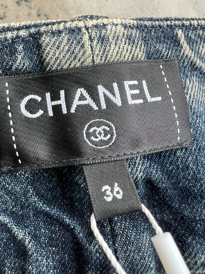 Chanel 25B floral print flared jeans