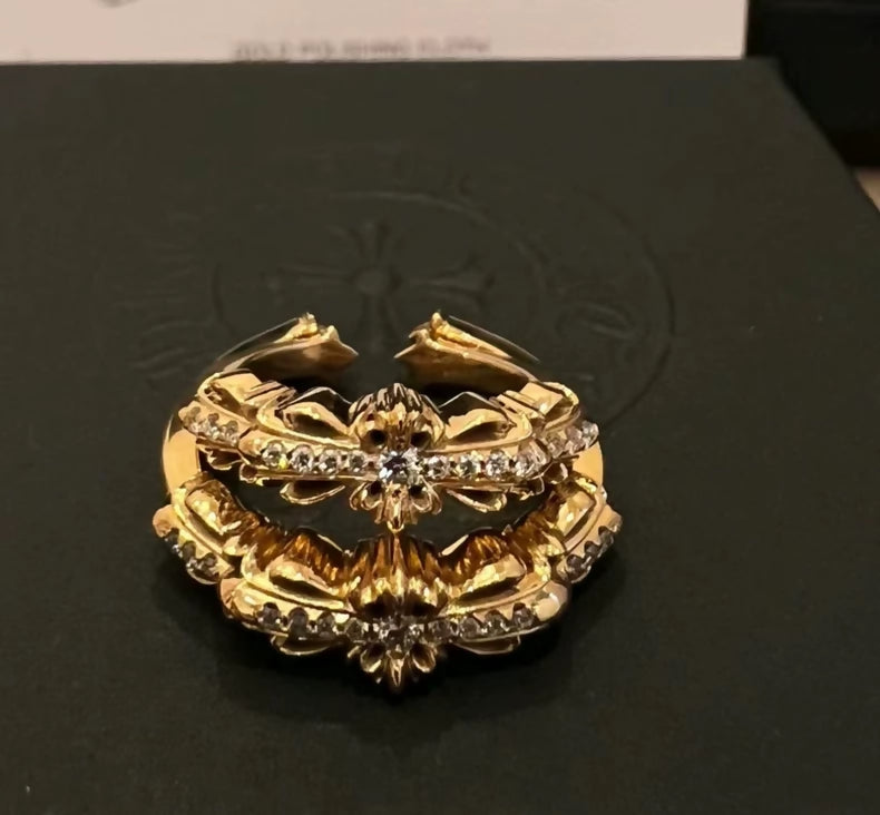 Chrome Hearts gold dimaonds ring