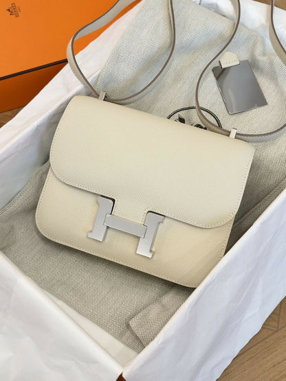 Hermès Constance 19 Craie / Milk White Epsom Leather with Palladium Hardware W Stamp