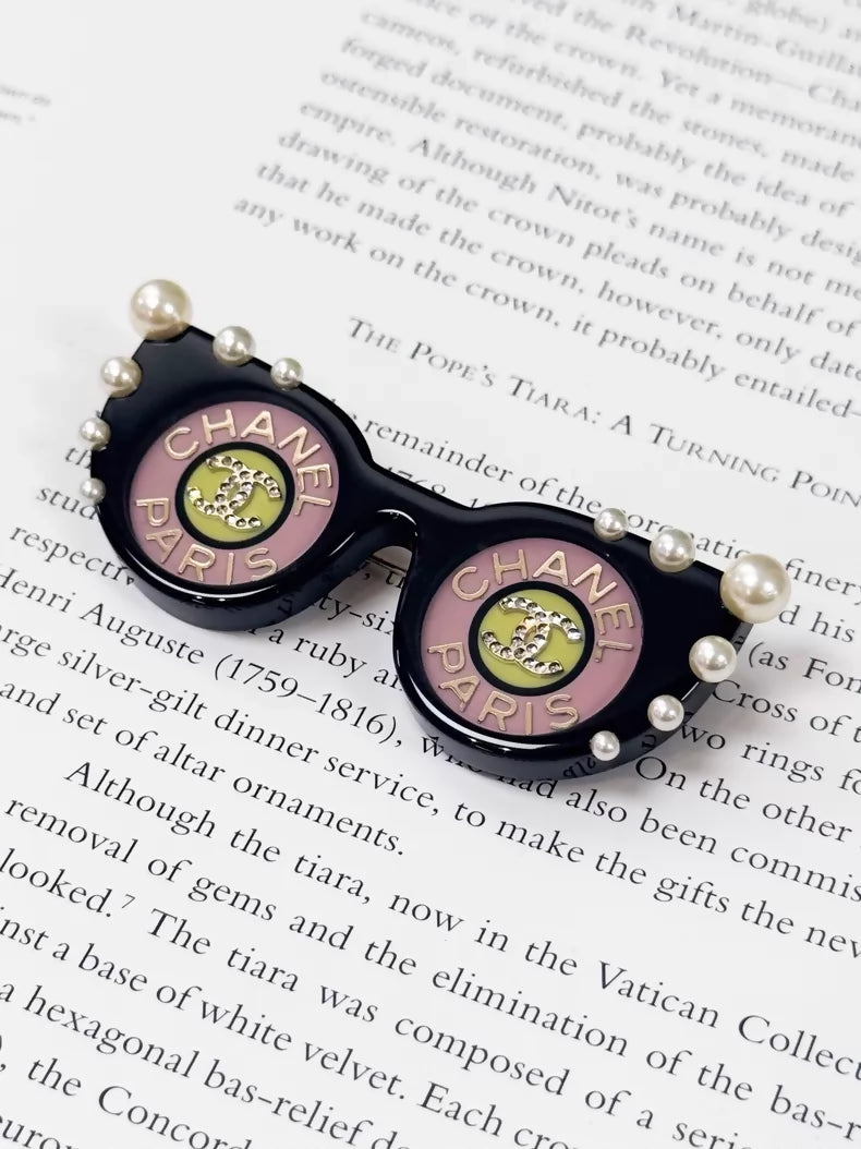 Chanel 17C Cat-Eye Glasses Acrylic Brooch