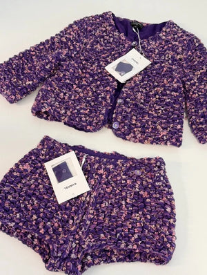 Chanel 22S Purple tweed top and shorts Suit