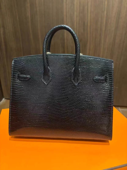 Hermes Birkin 20 Black Lizard leather palladium hardware