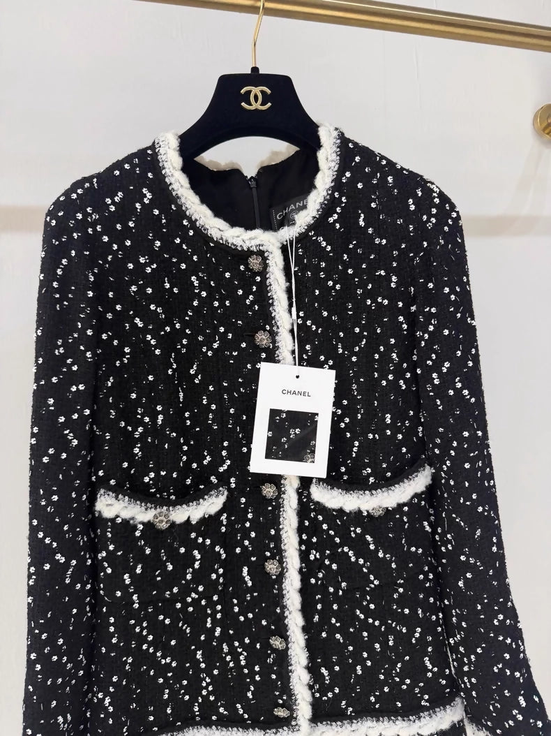Chanel 23K black tweed sequined dress