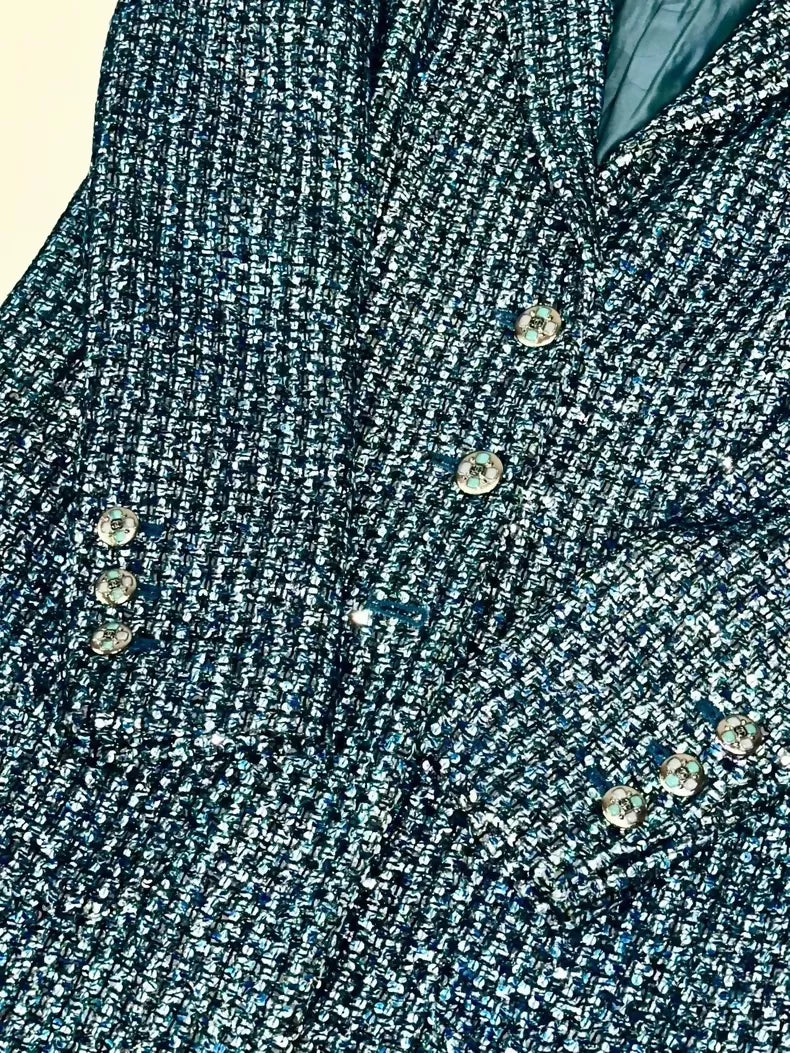 Chanel 23p blue/green long coat