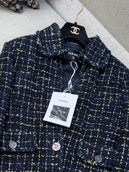 Chanel 22b blue mixed-color tweed jacket