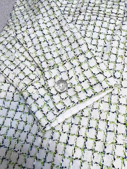 Chanel 26p check green tweed shirt jacket