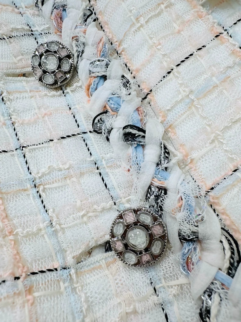 Chanel 25S mixed-color plaid tweed sleeveless vest dress