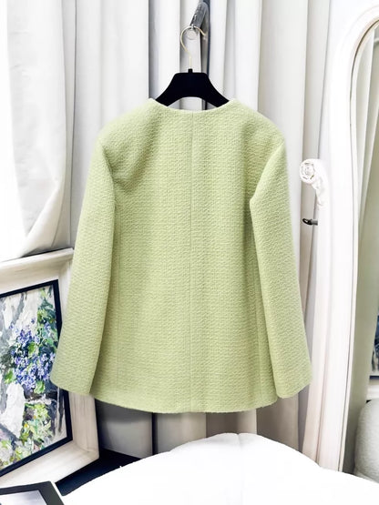 Chanel 20k green tweed jacket skirt set