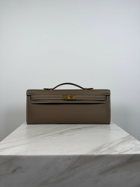 Hermès Kelly Cut Etoupe Swift Gold hardware