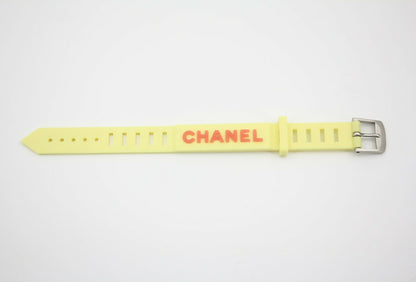 Chanel Vintage 99P Rubber Yellow with Orange Lettering Bracelet