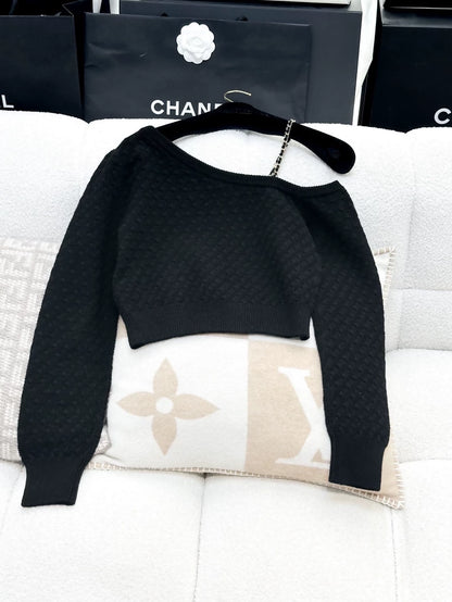 Chanel 23B black cashmere top
