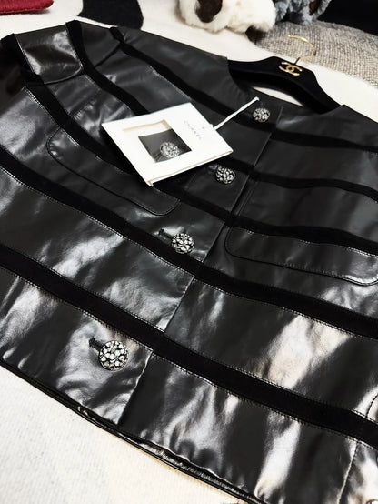 Chanel 24S black striped leather jacket