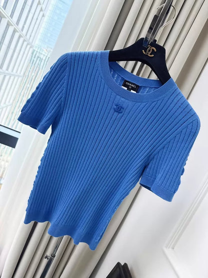 Chanel 22S Blue Knit tshirt