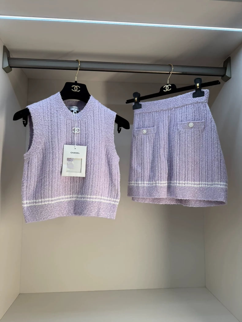 Chanel 21p Purple knit Set