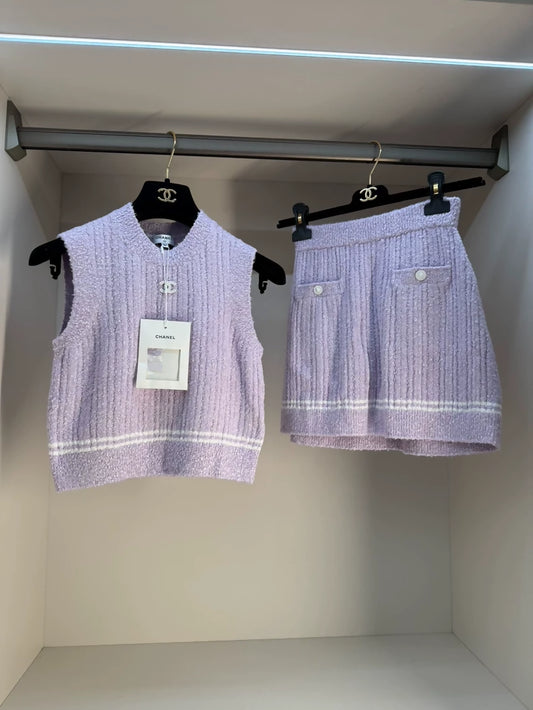 Chanel 21p Purple knit Set