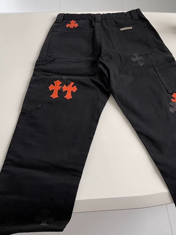 Chrome Hearts black orange cargo pants