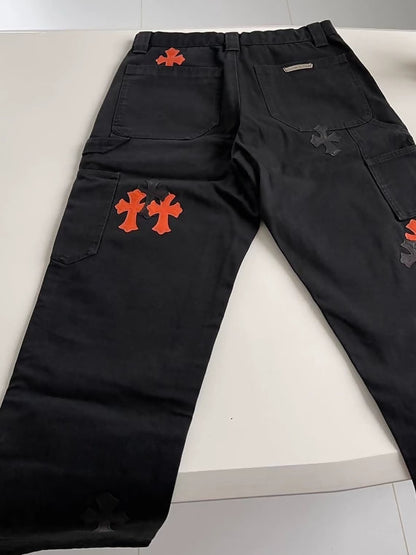 Chrome Hearts black orange cargo pants