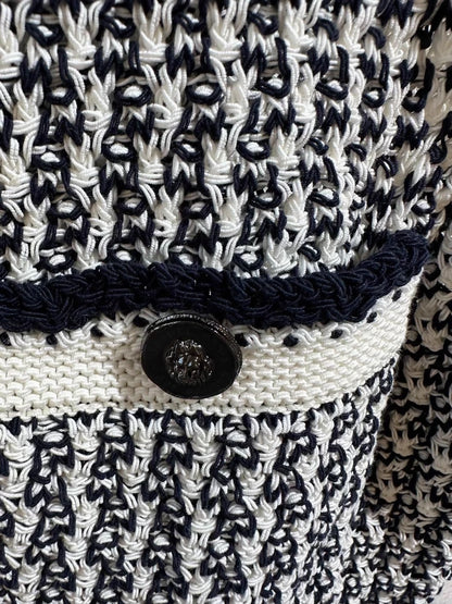 Chanel 2022 Spring/Summer woven black and white color-blocked vest dress.