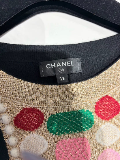 Chanel 20 Cross Gemstone Black Knit Sweater