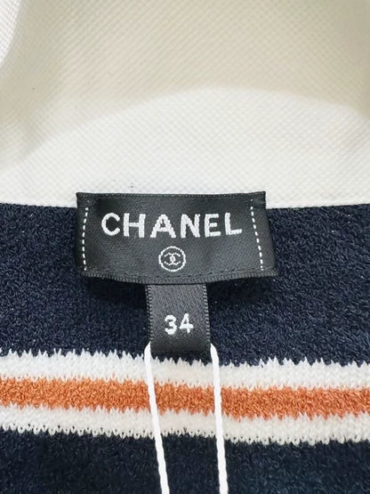 Chanel 26C striped knit polo shirt top