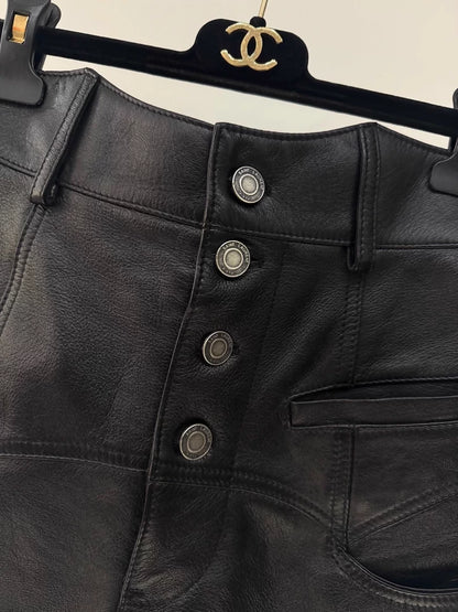 Saint Laurent high-waisted leather shorts