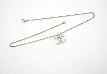 Chanel Vintage 04P Enamel Peach Pink CC Silver Chain Necklace