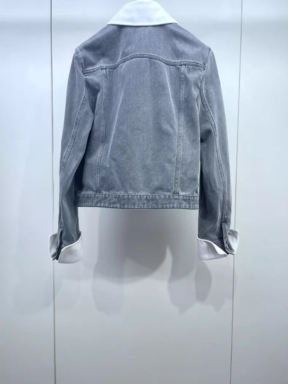 Chanel 25P grey collared denim jacket