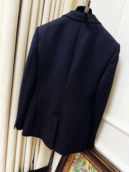 Hermes navy blue wool blazer