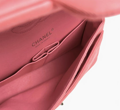 Chanel 14A Supermarket Pink Jersey Medium Classic Timeless Double Flap Bag